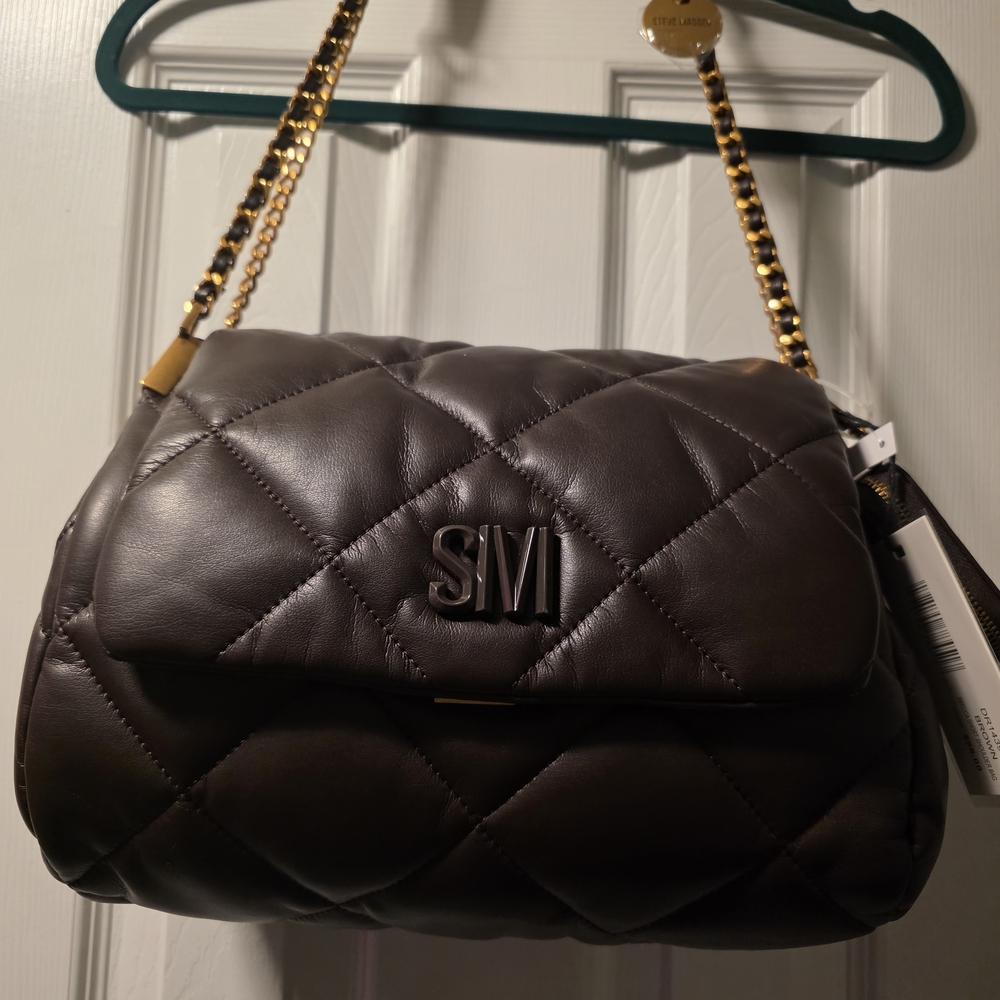 Brand NWT Steve Madden Quilted Chocolate Brown Shoulder Bag